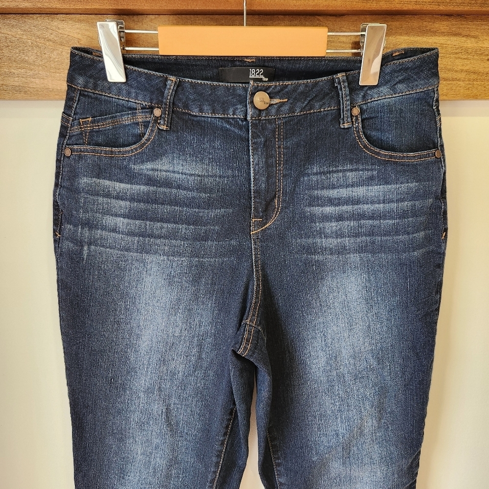 Vintage 1822 Denim Jeans Womens 14 Ankle Tapered Blue Dark Wash Stretch China - Picture 3 of 13